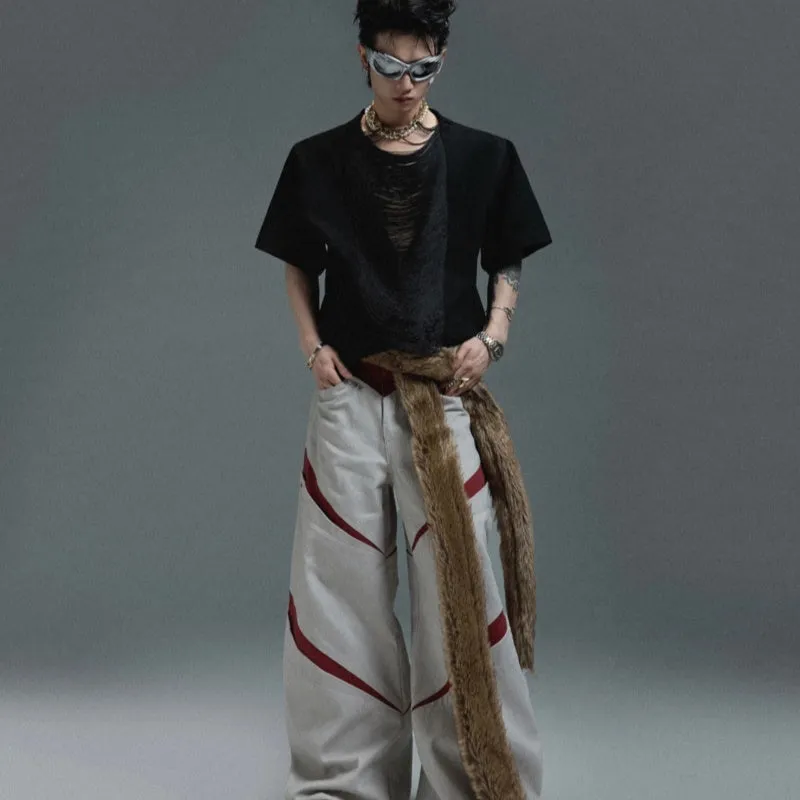 Men's drum black loose fit polyester t-shirt with three-dimensional cutting and short sleeves