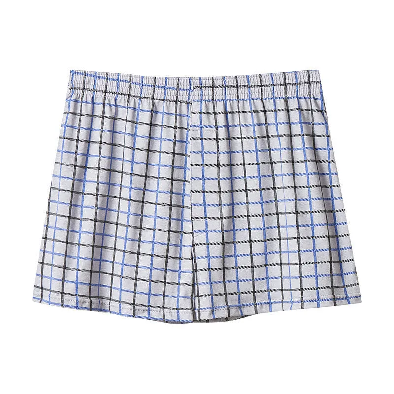 Plus-sized cotton men's boxer briefs in black stripes, mid waist, sizes L to 6XL