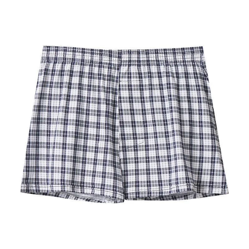 Plus-sized cotton men's boxer briefs in black stripes, mid waist, sizes L to 6XL