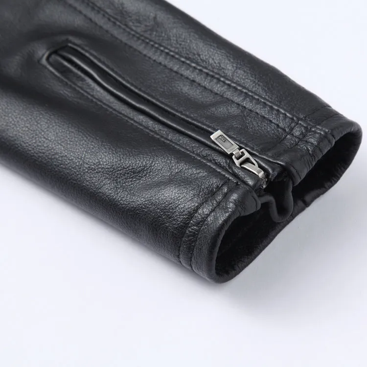 Black polyurethane leather casual jacket for men, Asian sizing available from M to 3XL