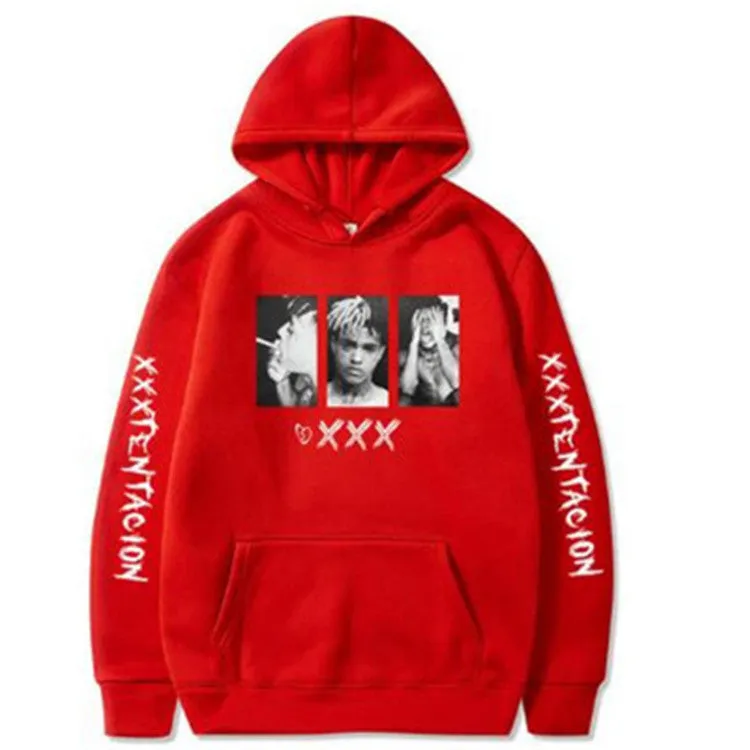 Rapper XXXTentacion hooded sweatshirt in hip hop style, long sleeves, multiple colour options, polyester fabric