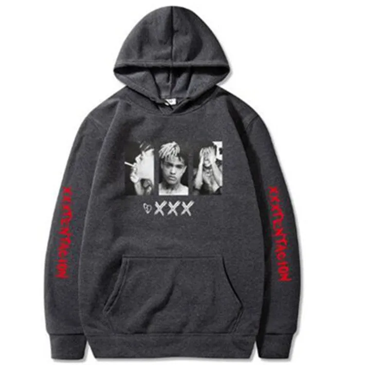 Rapper XXXTentacion hooded sweatshirt in hip hop style, long sleeves, multiple colour options, polyester fabric