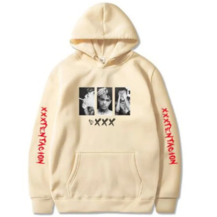 Rapper XXXTentacion hooded sweatshirt in hip hop style, long sleeves, multiple colour options, polyester fabric