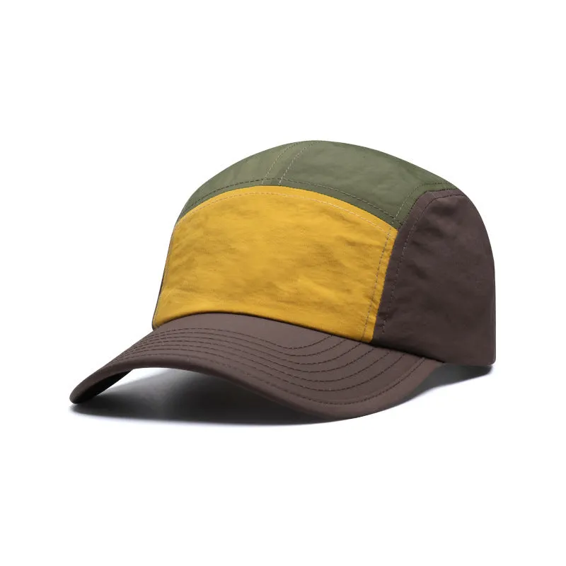 Men's khaki, army green, orange, and yellow quick-drying cotton polyester baseball cap with curved brim.