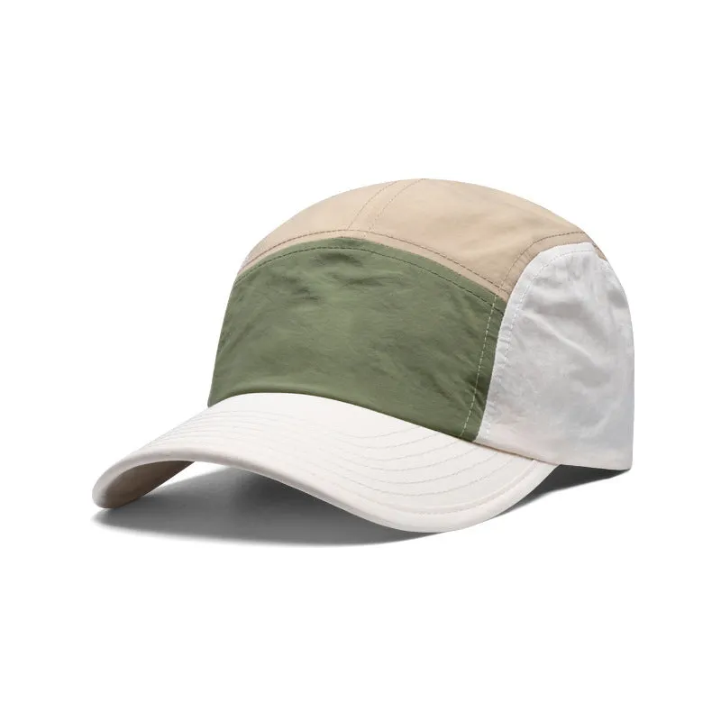 Men's khaki, army green, orange, and yellow quick-drying cotton polyester baseball cap with curved brim.