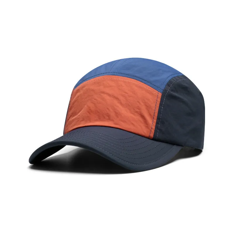Men's khaki, army green, orange, and yellow quick-drying cotton polyester baseball cap with curved brim.