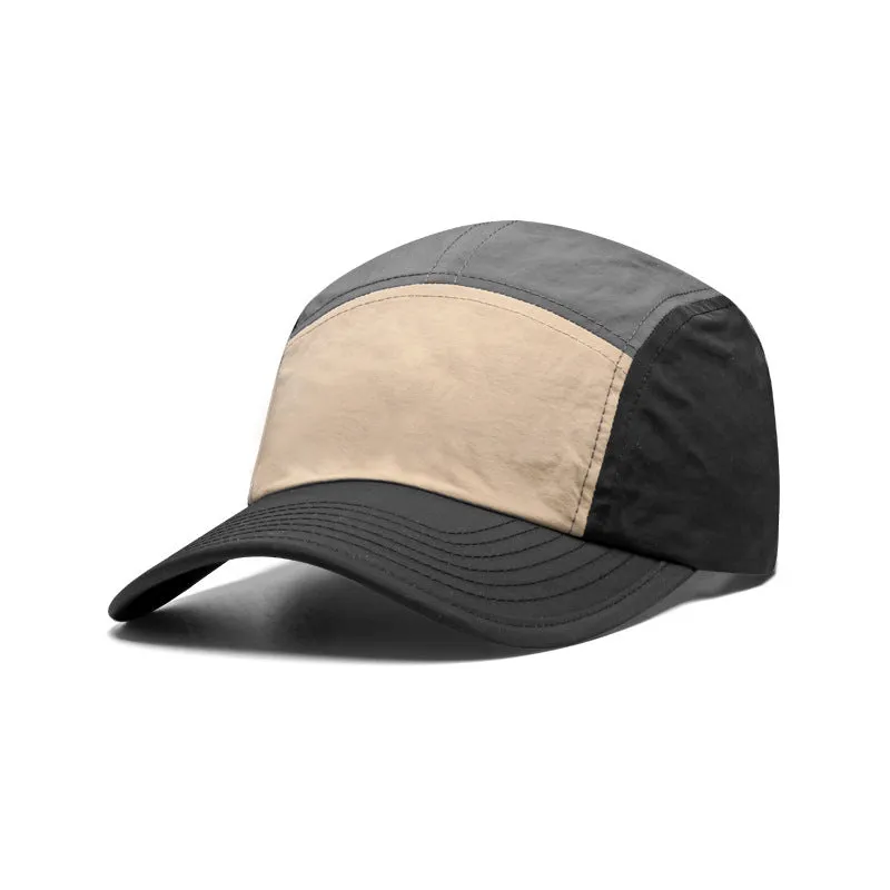 Men's khaki, army green, orange, and yellow quick-drying cotton polyester baseball cap with curved brim.