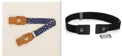 Imitation leather belt with square alloy buckle and car suture stitching on neutral background
