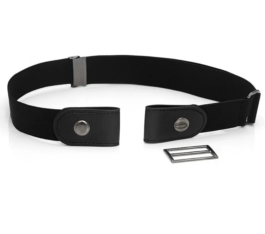 Imitation leather belt with square alloy buckle and car suture stitching on neutral background