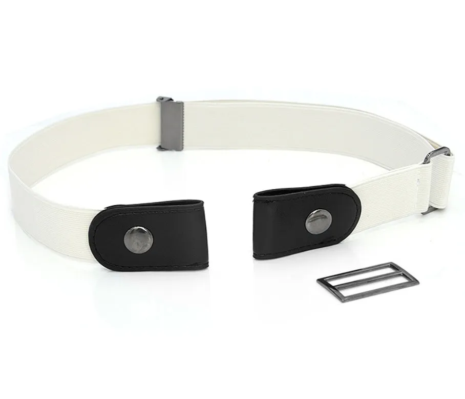 Imitation leather belt with square alloy buckle and car suture stitching on neutral background