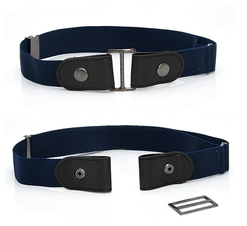 Imitation leather belt with square alloy buckle and car suture stitching on neutral background