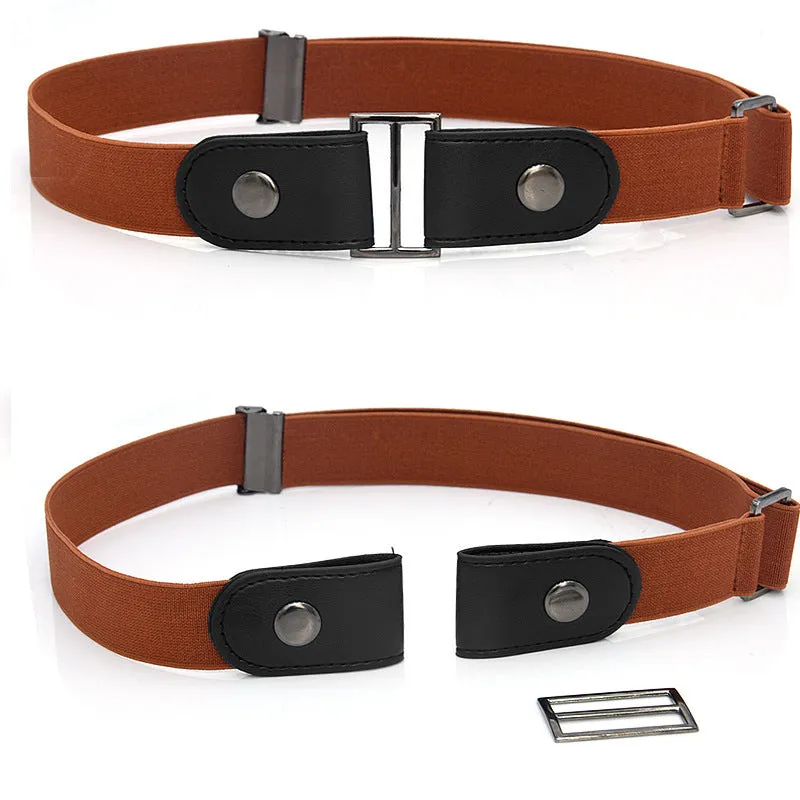 Imitation leather belt with square alloy buckle and car suture stitching on neutral background