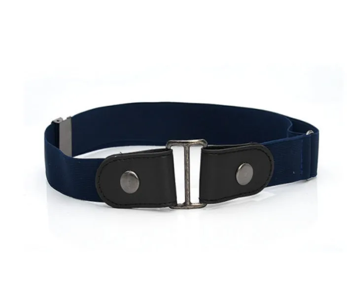 Imitation leather belt with square alloy buckle and car suture stitching on neutral background
