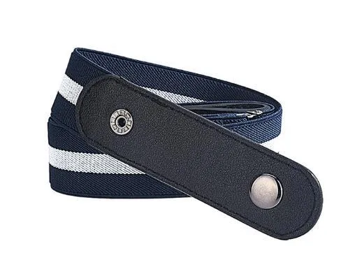 Imitation leather belt with square alloy buckle and car suture stitching on neutral background