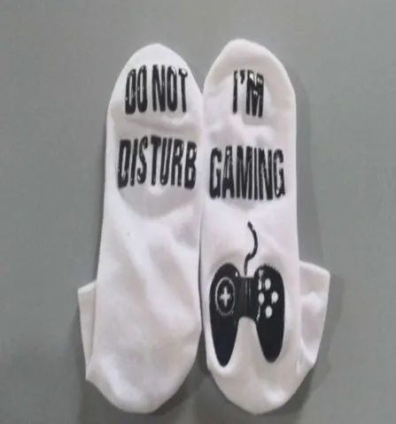 3D letter printing cotton dispensing socks in black, short tube style, 20x5cm size