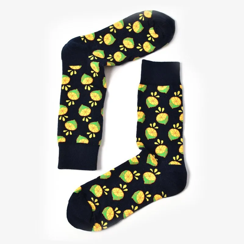 Happy fruit banana print tube socks for men women high-density cotton one size 39-43 colour options