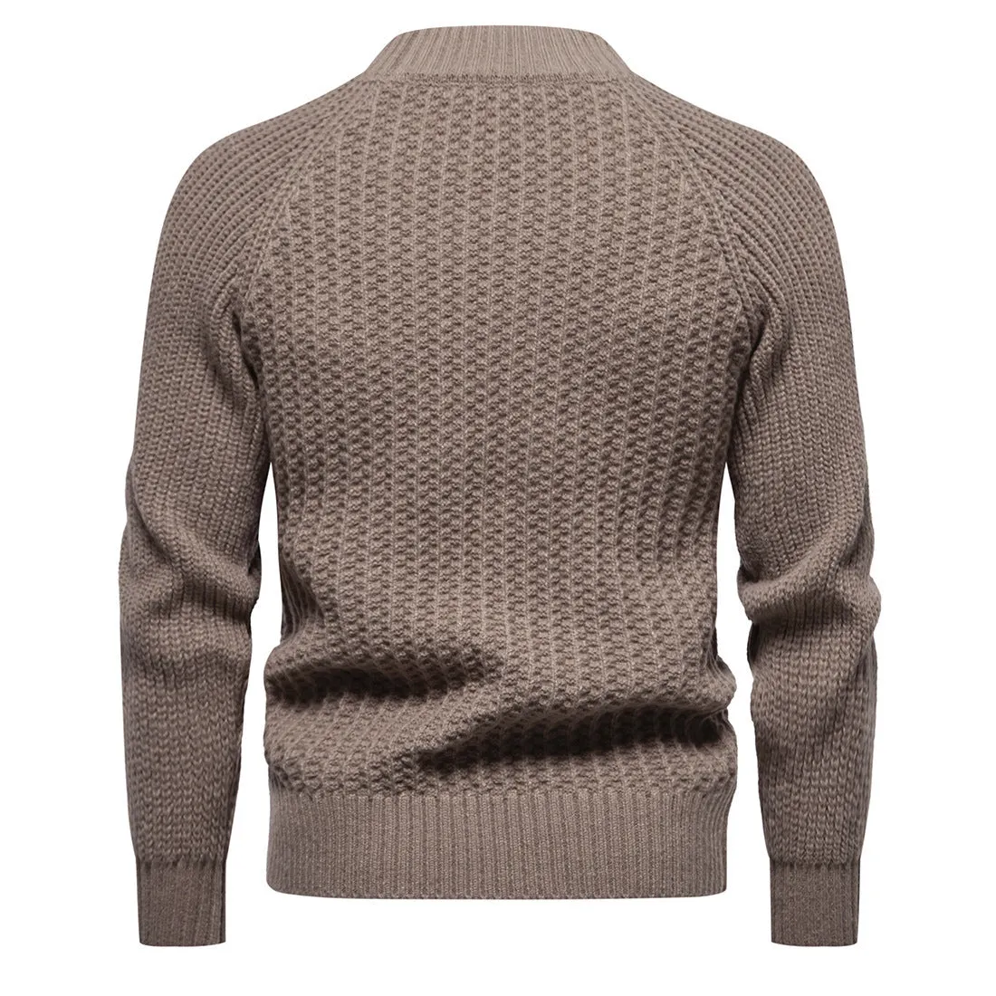 Men's casual loose fit solid colour round neck long sleeve sweater in dark gray