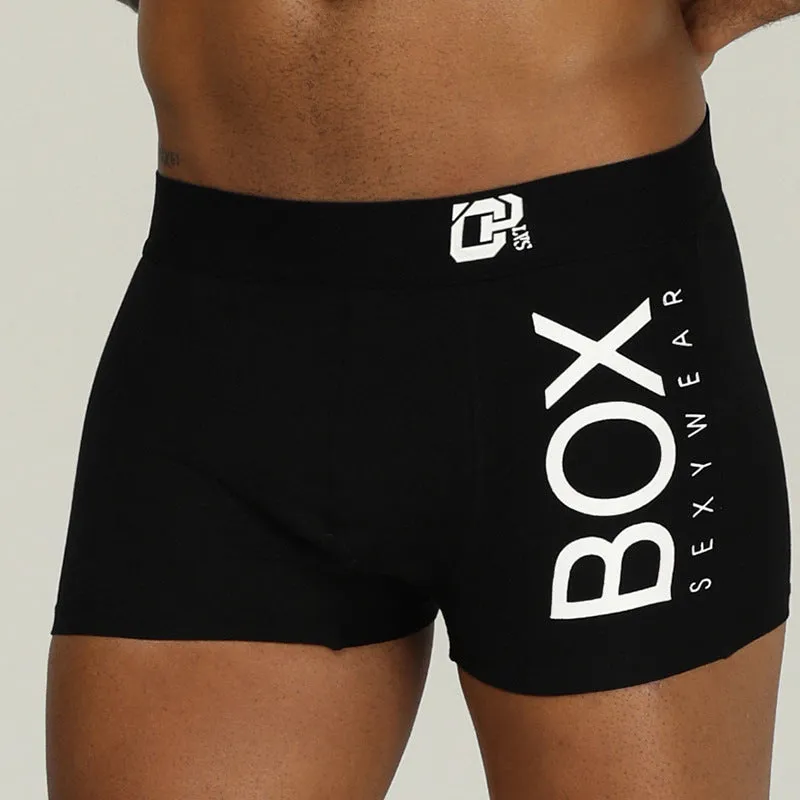 Men's 100% cotton boxer shorts in black and white, sizes L to XXL, breathable underwear