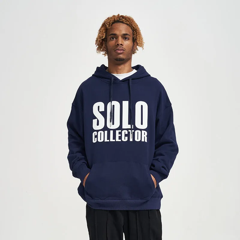 Cotton loose fit letter print hoodie for men and women, apricot colour