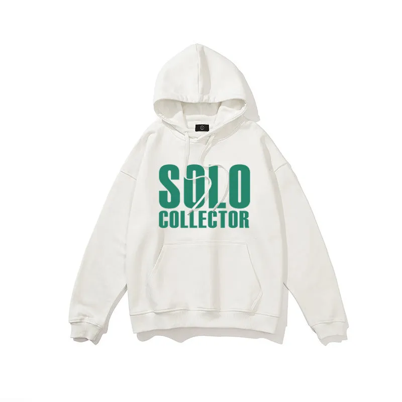 Cotton loose fit letter print hoodie for men and women, apricot colour