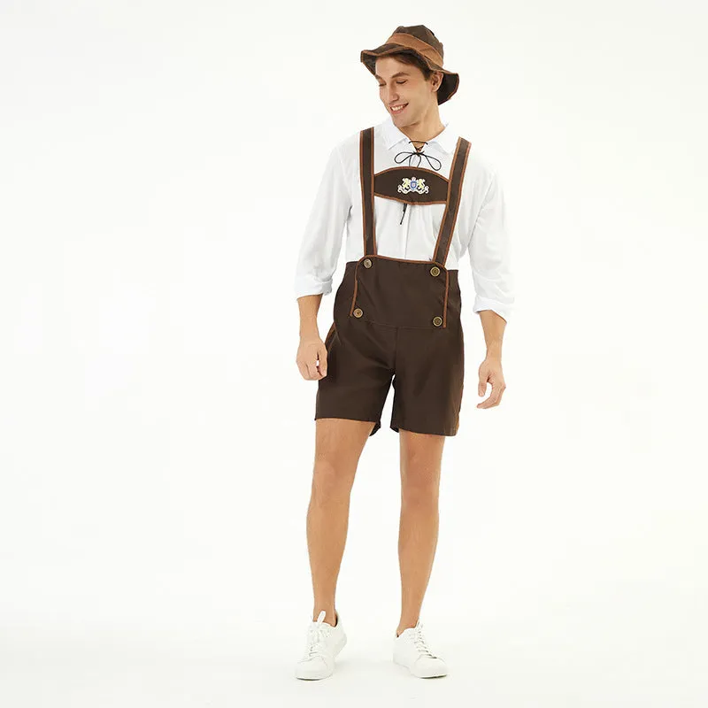Men's Oktoberfest beer festival clothing suit in 3350 colour with top, suspender overalls, and hat
