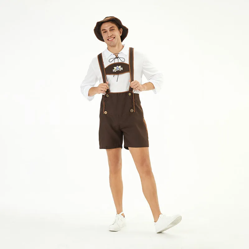 Men's Oktoberfest beer festival clothing suit in 3350 colour with top, suspender overalls, and hat