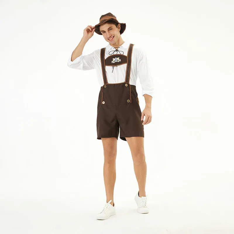 Men's Oktoberfest beer festival clothing suit in 3350 colour with top, suspender overalls, and hat