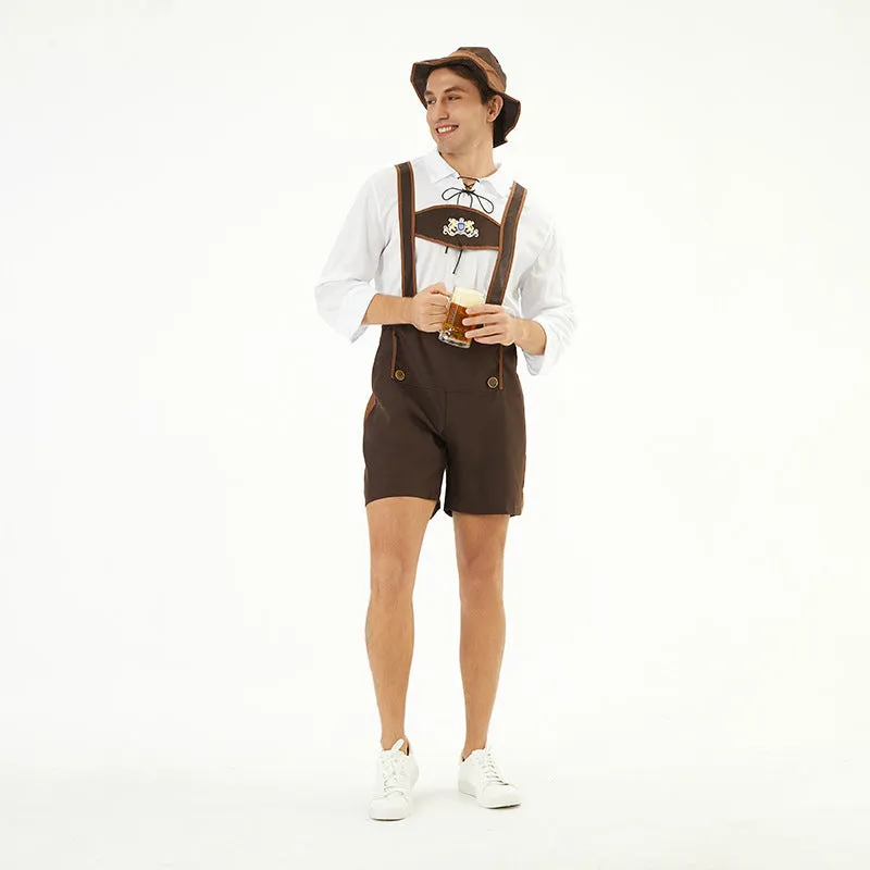 Men's Oktoberfest beer festival clothing suit in 3350 colour with top, suspender overalls, and hat