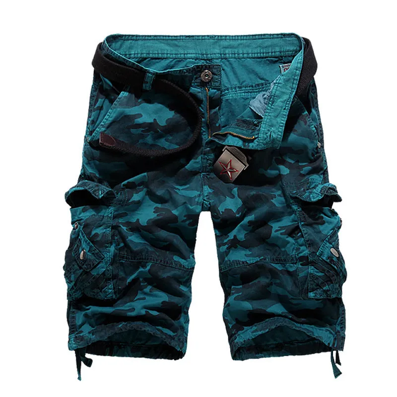 Men's loose camouflage cotton overalls in army green with multi-pocket design, size L to 6XL