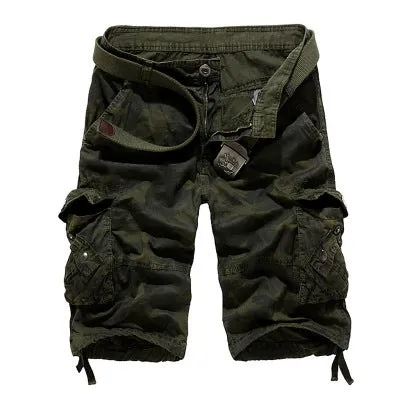 Men's loose camouflage cotton overalls in army green with multi-pocket design, size L to 6XL