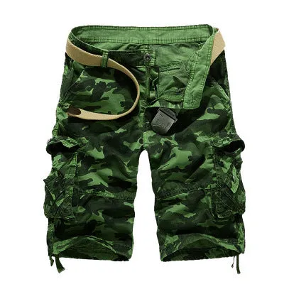 Men's loose camouflage cotton overalls in army green with multi-pocket design, size L to 6XL