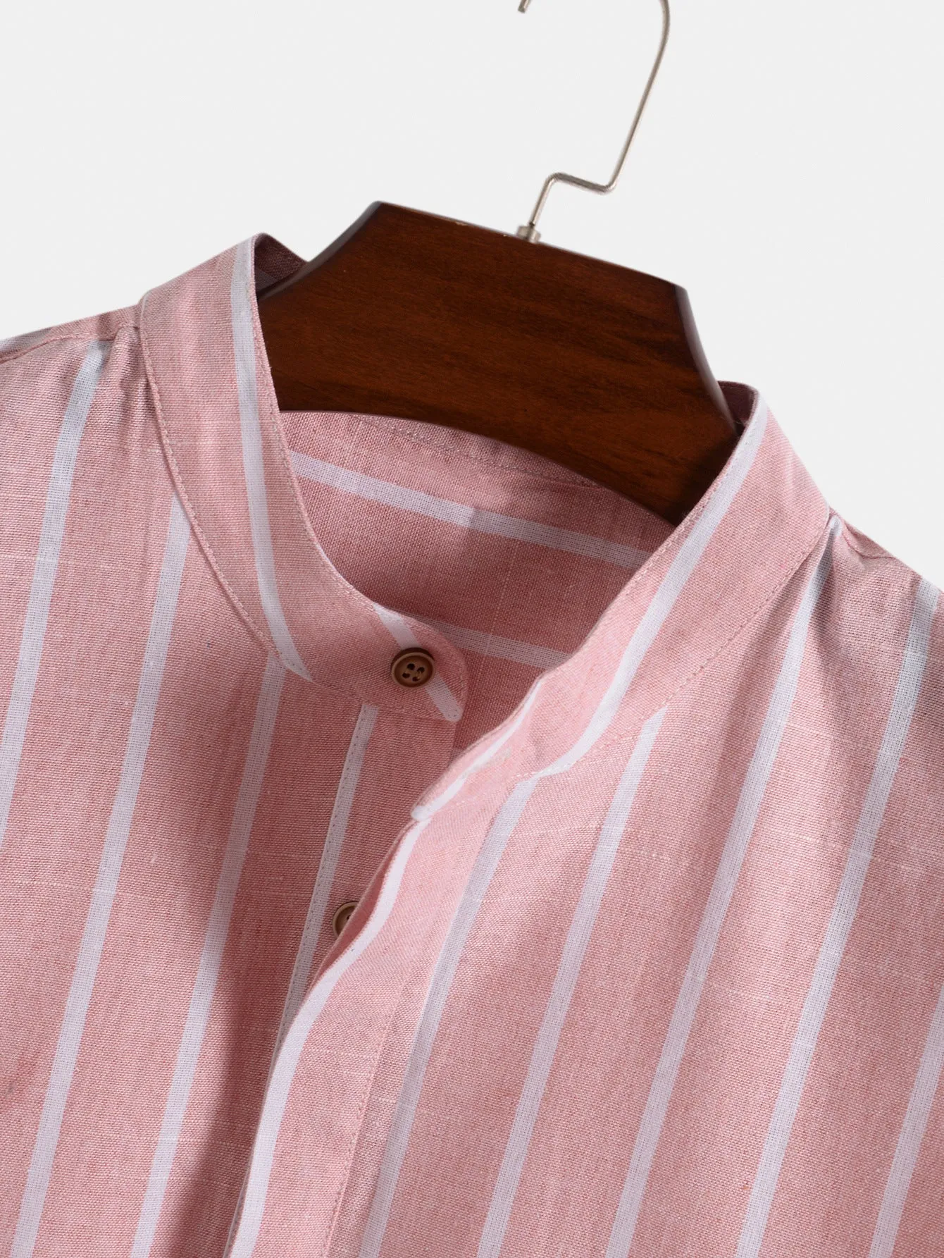 Fashion striped casual men's shirt short sleeve cotton pullover in white, red, gray, blue