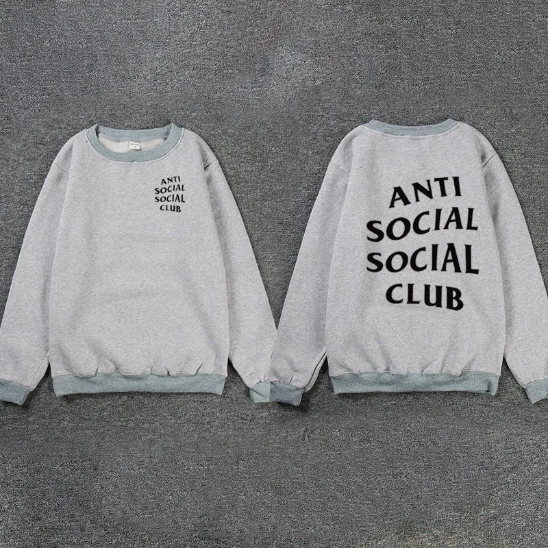 Loose hooded sweater with printed pattern and pocket, cotton blended fabric, available in grey and other colours