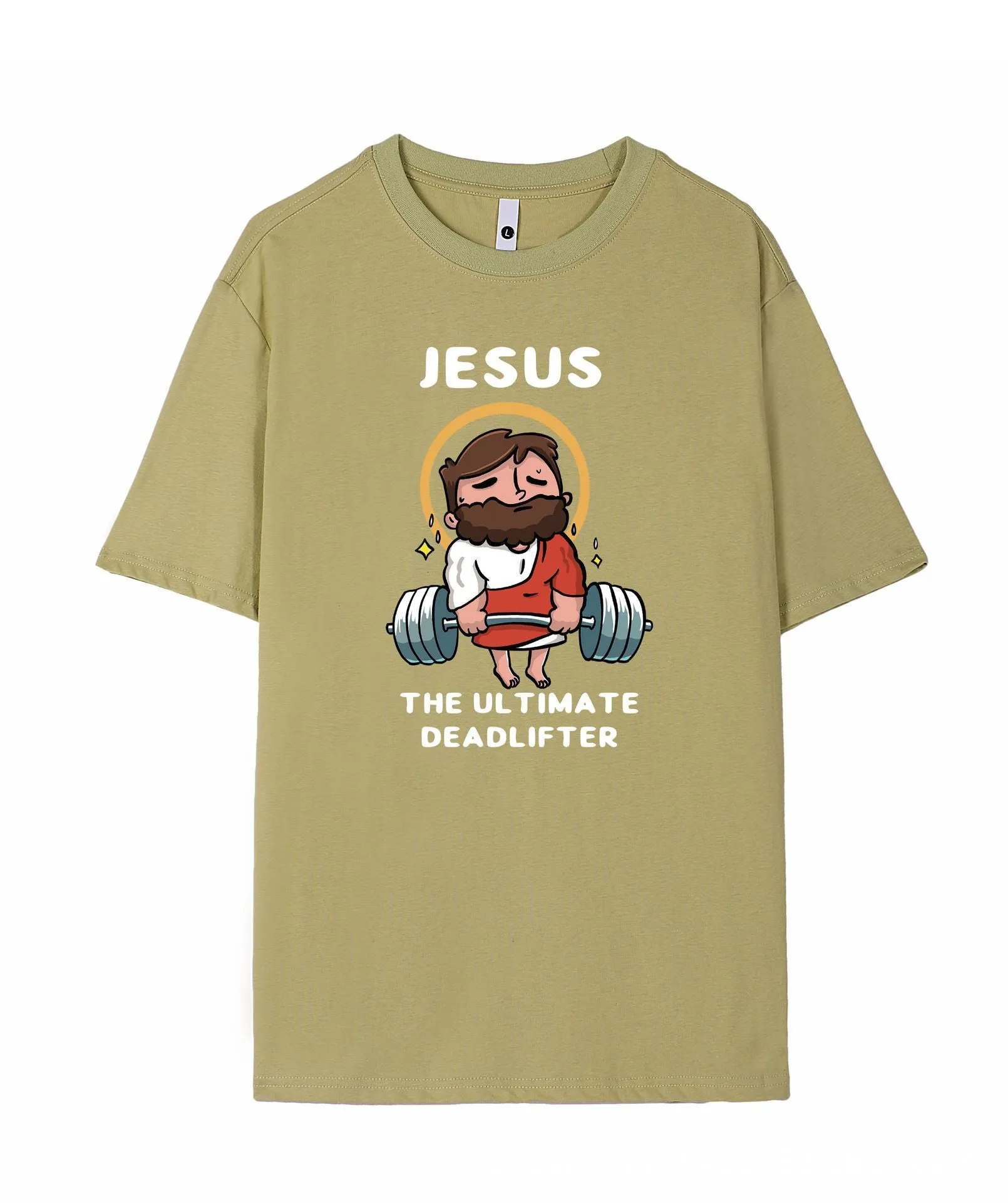 Men's short sleeve pure cotton t-shirt on a hanger, shown in apricot colour.