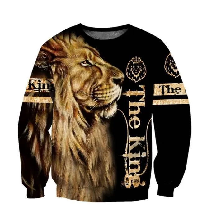 Lion 3D digital print zipper shirt with hood, cotton blend, round neck, long sleeves, full front zip, available in multiple colours and sizes.