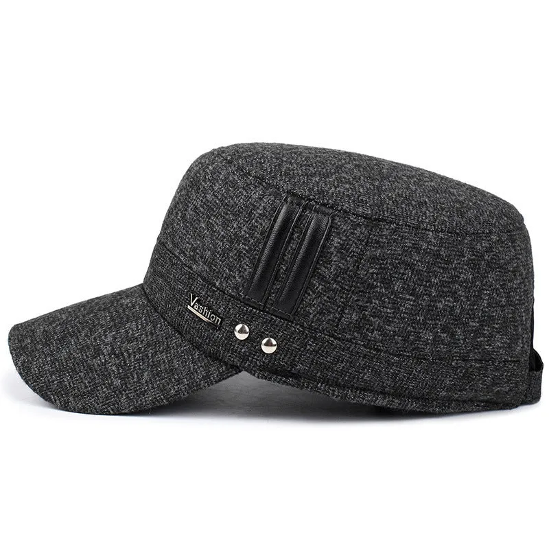 Winter outdoor earmuffs with cotton hat, adjustable band, black colour option, visor and ear covers