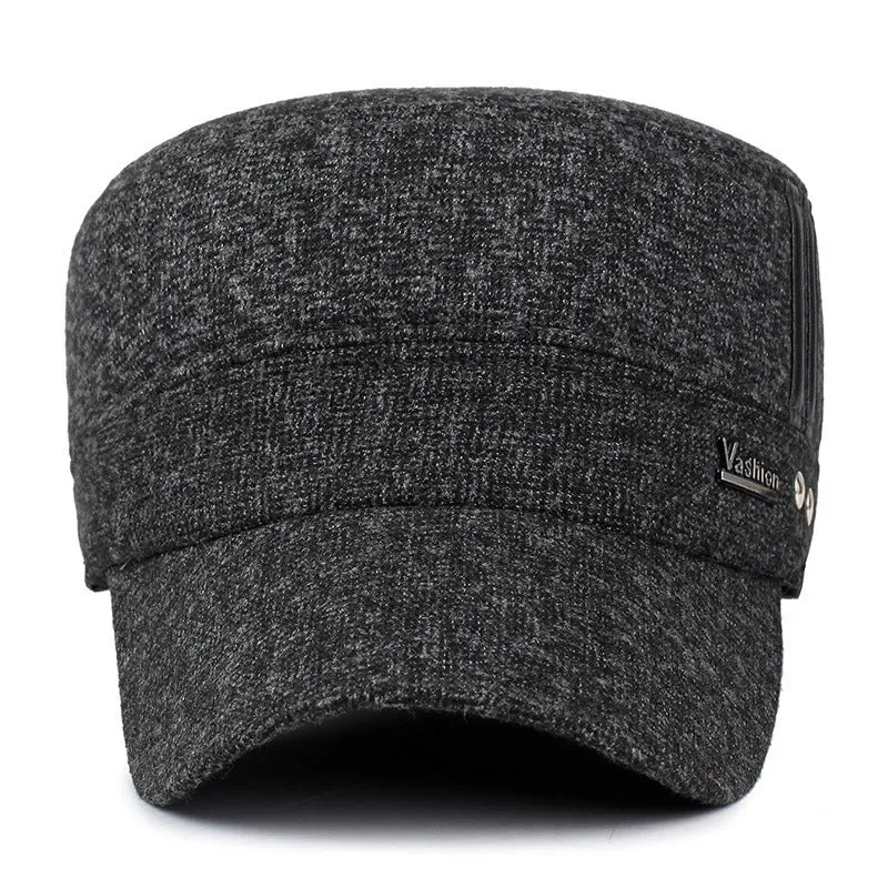 Winter outdoor earmuffs with cotton hat, adjustable band, black colour option, visor and ear covers