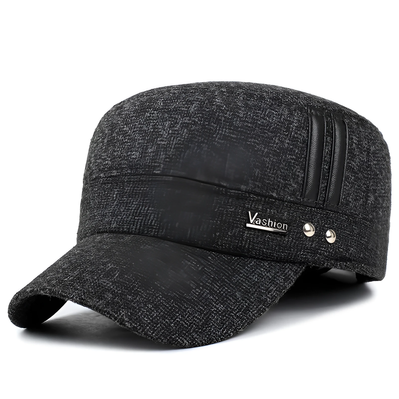 Winter outdoor earmuffs with cotton hat, adjustable band, black colour option, visor and ear covers
