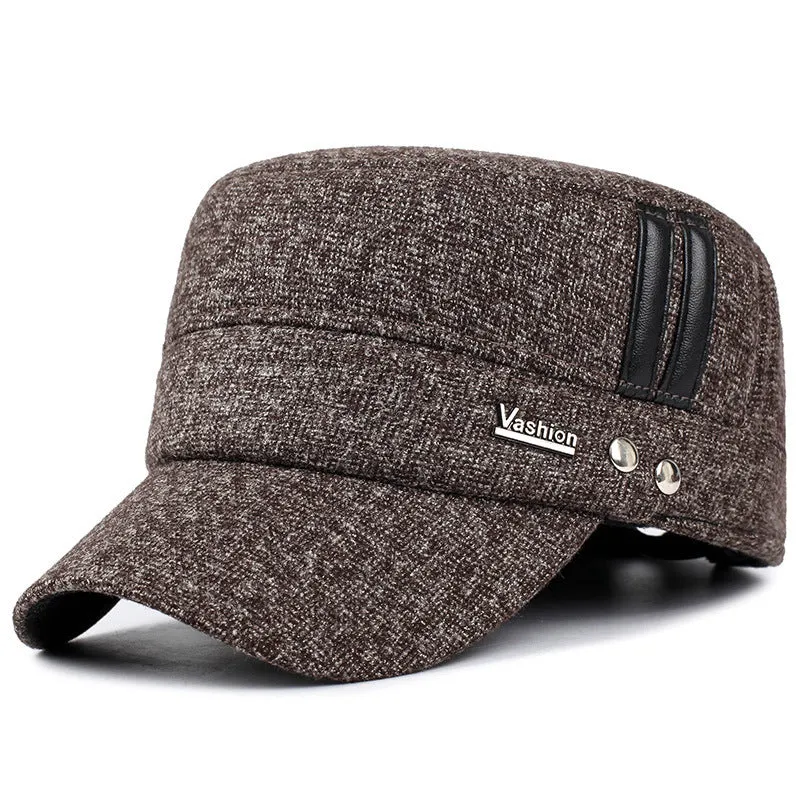 Winter outdoor earmuffs with cotton hat, adjustable band, black colour option, visor and ear covers