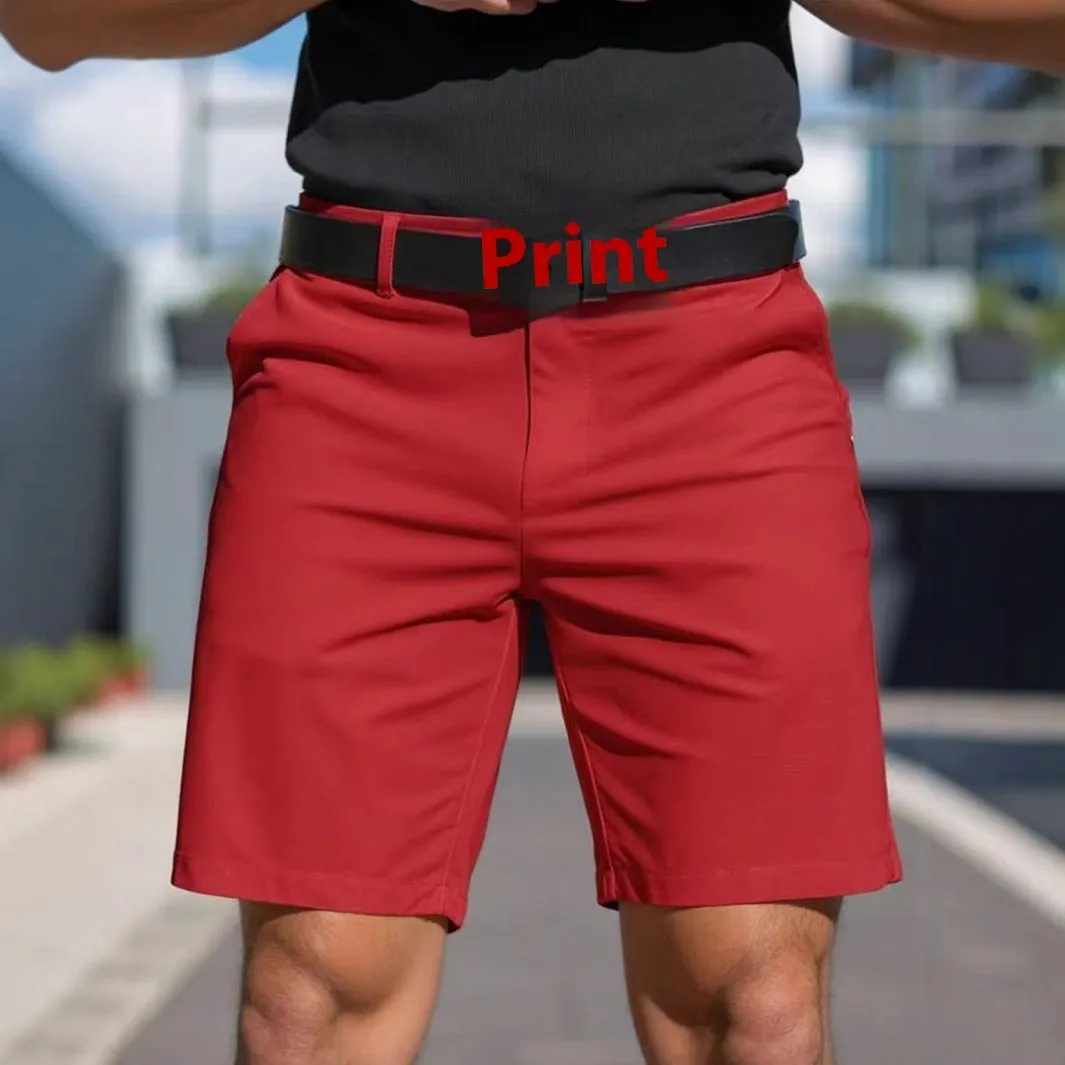 Men's straight-leg fifth pants in a solid colour, made from micro-elastic polyester fabric.