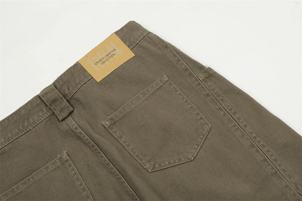 Men's cotton denim trousers mid waist black brown coffee sizes XS to XXL