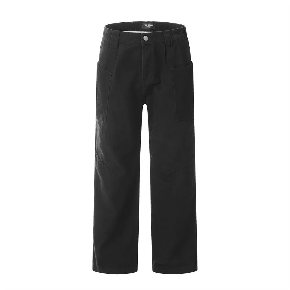 Men's cotton denim trousers mid waist black brown coffee sizes XS to XXL