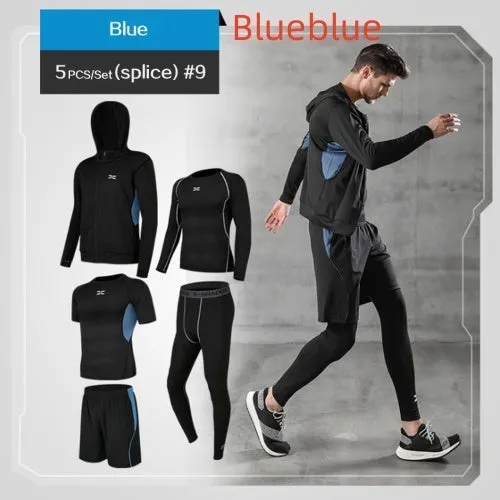 Men's polyester sports suit two-piece set in black – tops and trousers coordinated tracksuit