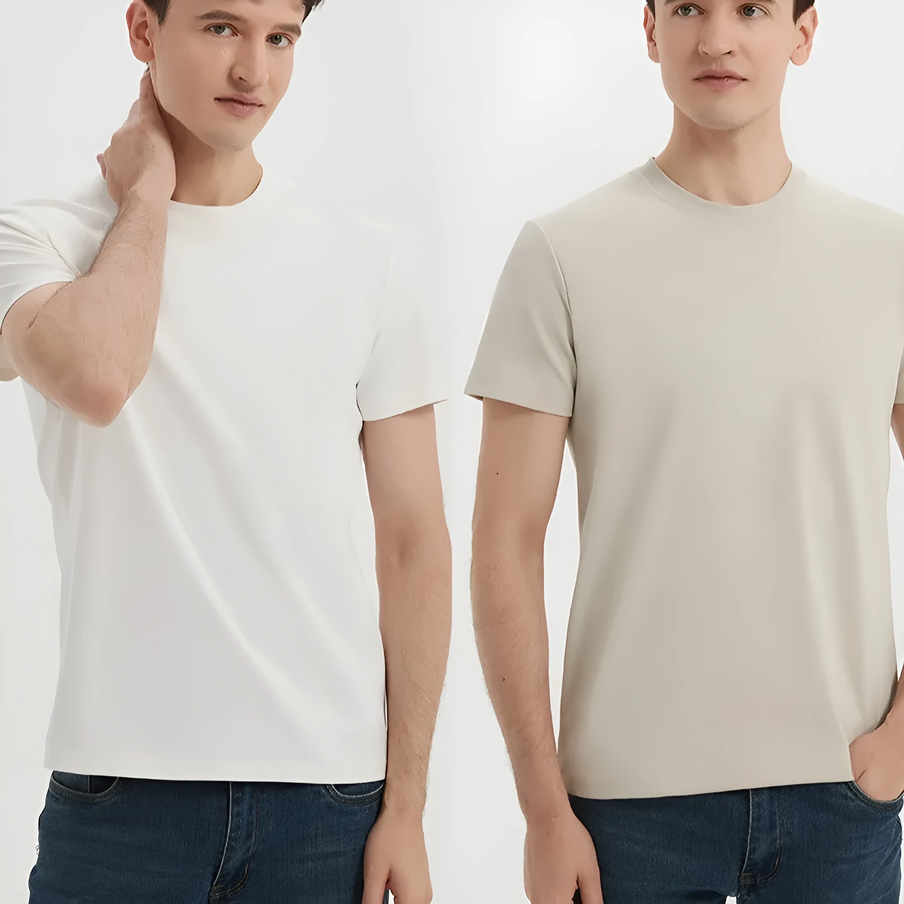 Men's solid colour short-sleeve antibacterial quick-dry T-shirt on a hanger.