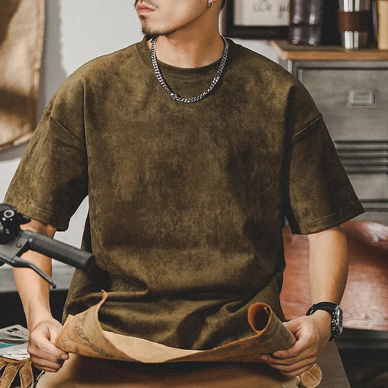 Retro washed T-shirt heavy short-sleeved shirt for men in loose fit with letter print