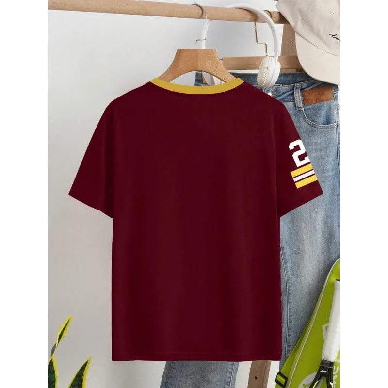 Loose fit cotton T-shirt with digital letter printing in red colour