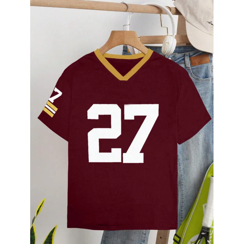 Loose fit cotton T-shirt with digital letter printing in red colour