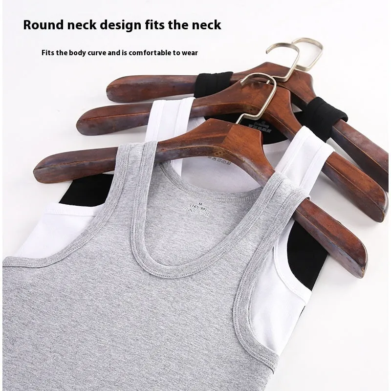 Men's pure cotton slim fit sports vest in white, front view, available in multiple colours and sizes