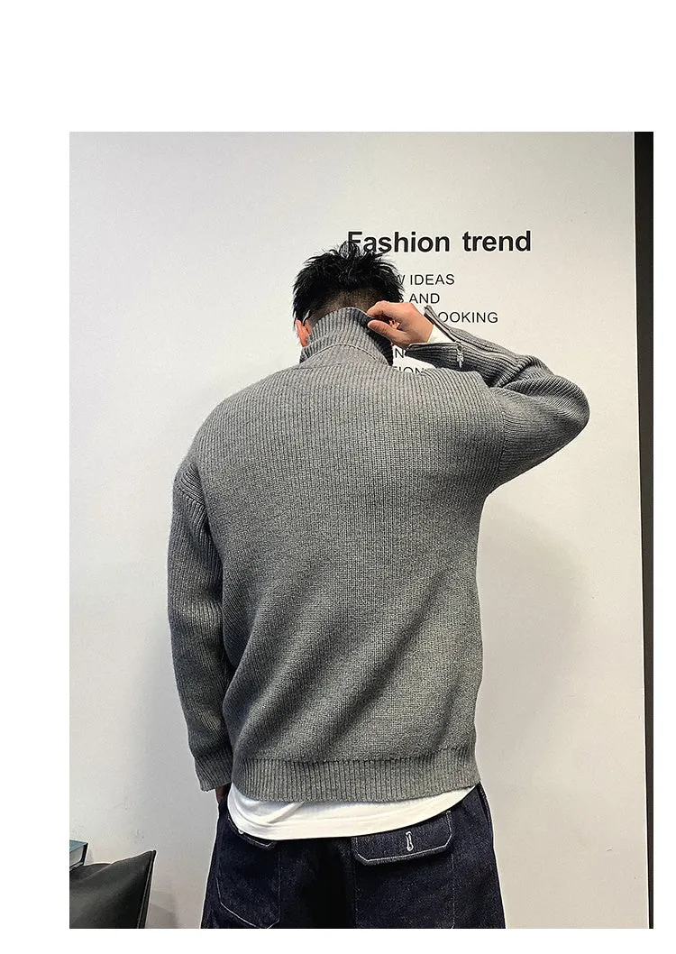 High end inner layered bottom top with turnable high collar and raglan sleeves in black, grey, white
