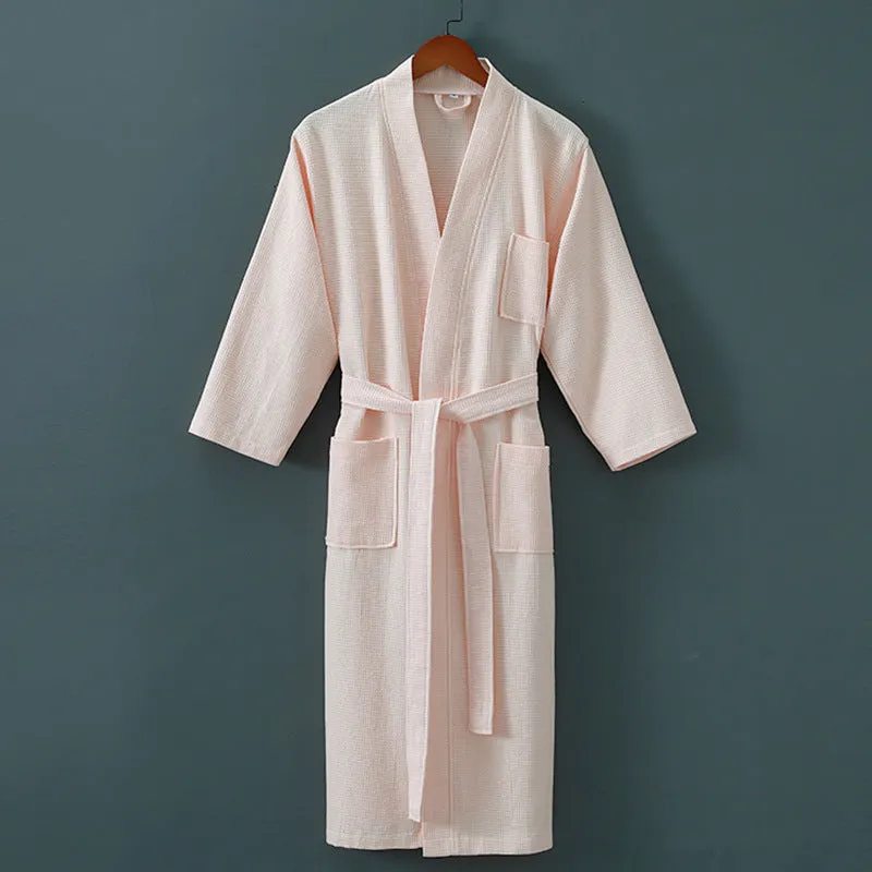 Five star hotel style bathrobe in cotton mink hair, winter weight, classic white colour, unisex design for men and women